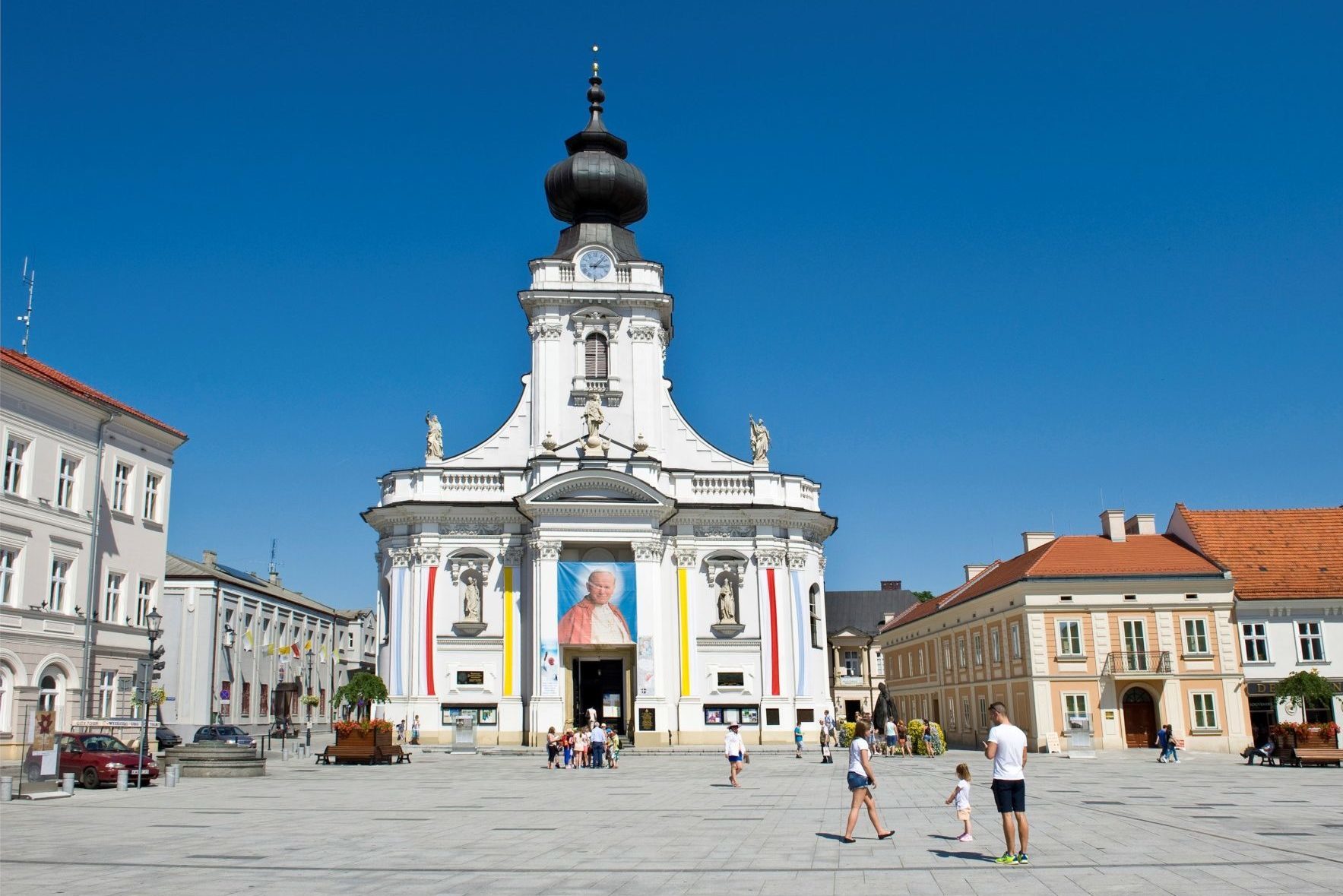 Poland. Wadowice. The 18th century Lesser Basilica is where Pope John Paul II was baptised. (Photo by: Hermes Images/AGF/UIG via Getty Images)