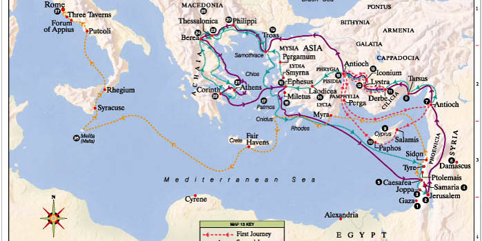 APOSTLE PAUL'S MISSIONS MAP