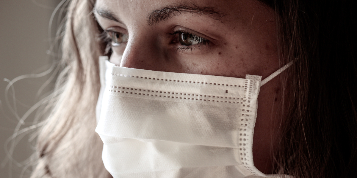 WOMAN, MEDICAL MASK,